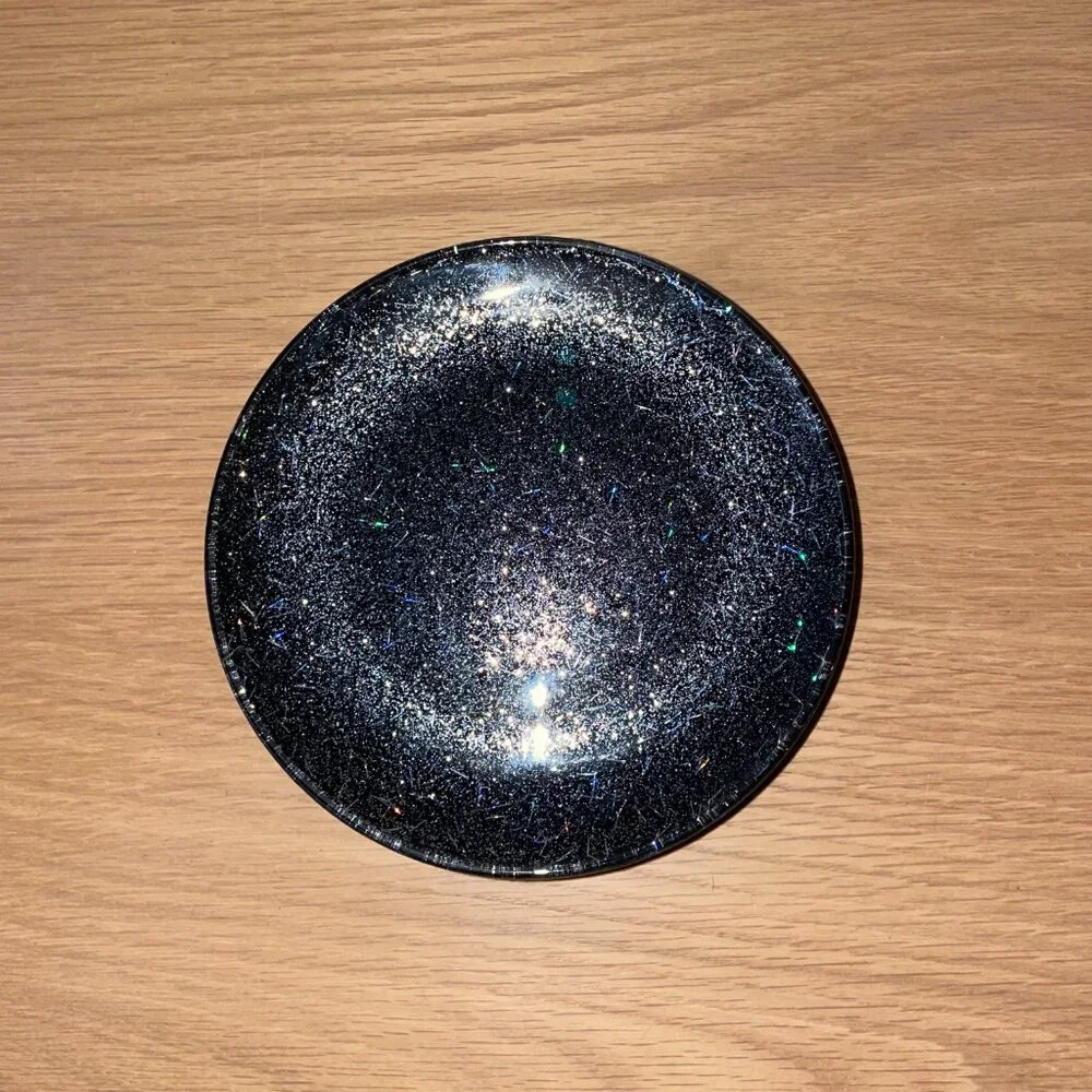 Crate&Barrel Glitter Appetizer Black 6 inch Dessert Plates, Set of 6, BRAND NEW